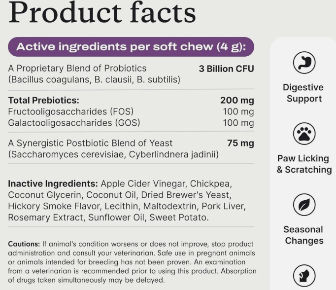 Dog probiotic chewable tablets